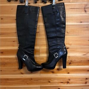 Michael Kors Black Tall Platform High-Heel Buckle Boots